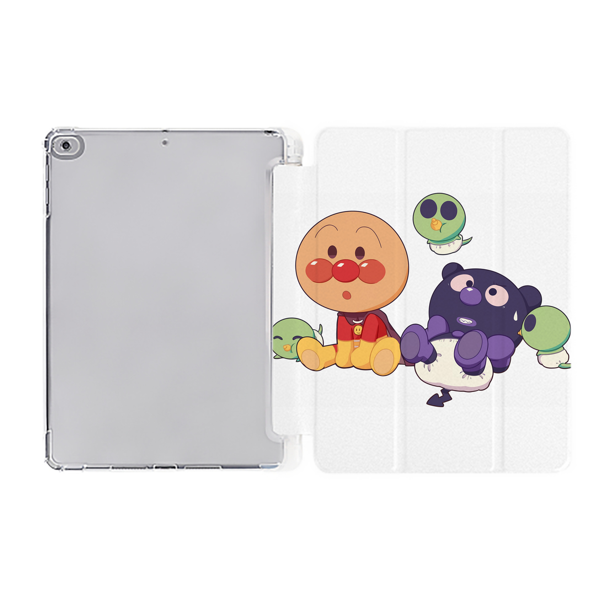 （画像用） アンパンマン Anpanman IPad ケース ペン収納付き 三つ折りスタンド PUレザー×シリコン 対応機種9.5/10.5/10.9インチ